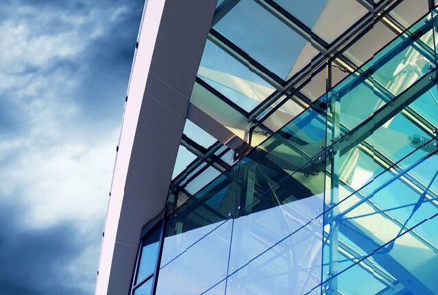 Business buildings architecture on sky background